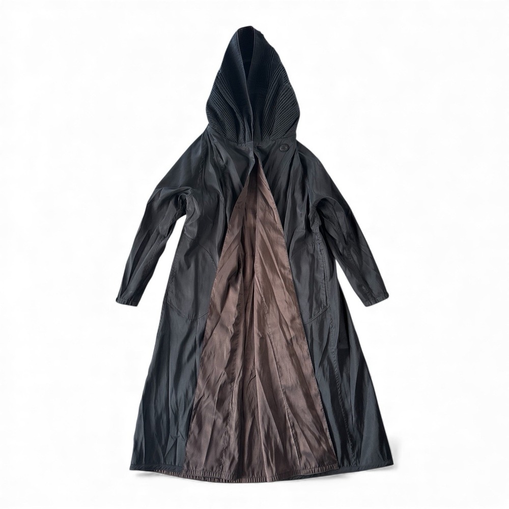 Mycra Pac Donatella Reversible Raincoat Womens Small Accordion Hood Black Brown - Picture 5 of 10